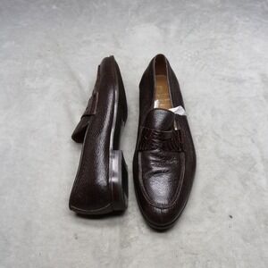 Gravati Mens 13 Loafers Brown Pebble Grain Leather Crocodile Moc Slip On Dress